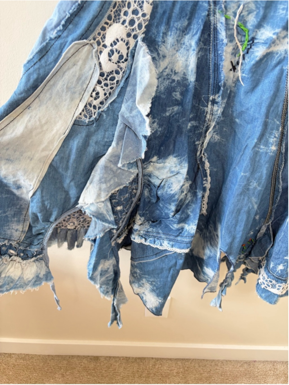 JUJU & CHRISTINE Patchwork Boho Denim Dress size L - Picture 4 of 12